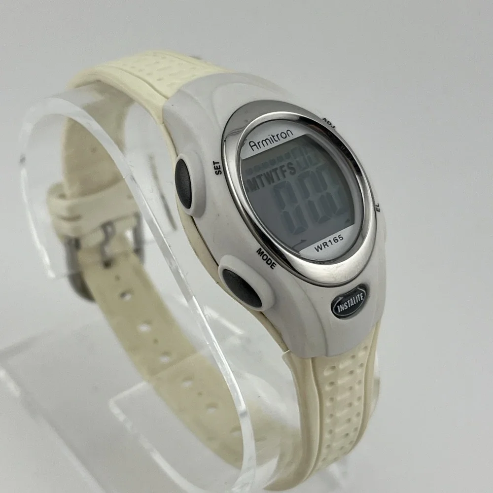 Armitron Pro Sport Instalite Watch Women Digita Watch White 26mm- New Battery‎